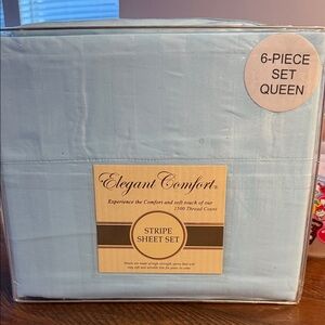 Elegant Comfort Light Blue Stripe Sheet Set - Queen
